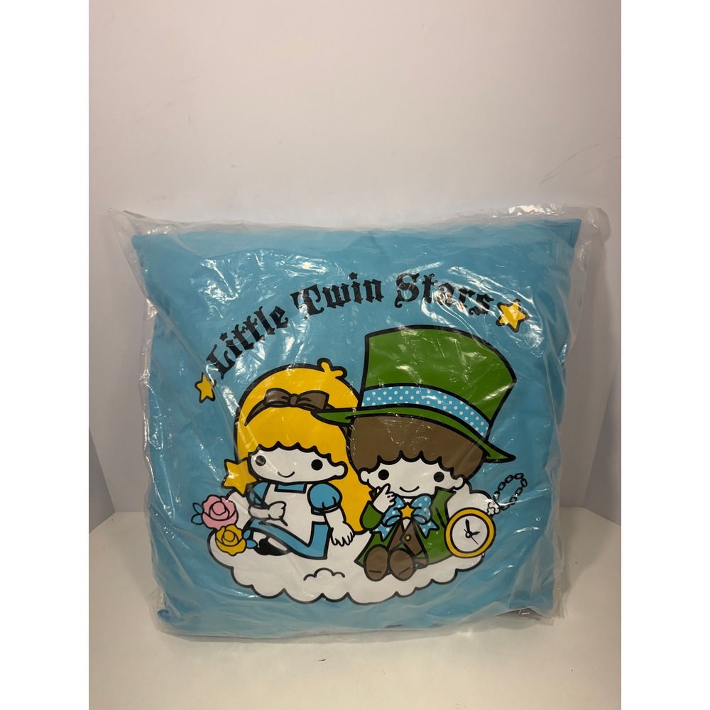 Sanrio Little Twin Stars Alice in Wonderland Kiki Lala Blue Throw Pillow 16x16